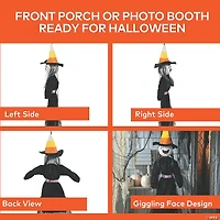 2 Ft. Animated Light-Up Giggling Witch with Black Dress Halloween Decoration