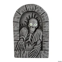 2 Ft. Gray Skeleton Tombstone with Moving Eyes Halloween Decoration