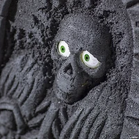 2 Ft. Gray Skeleton Tombstone with Moving Eyes Halloween Decoration