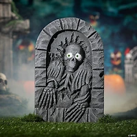 2 Ft. Gray Skeleton Tombstone with Moving Eyes Halloween Decoration