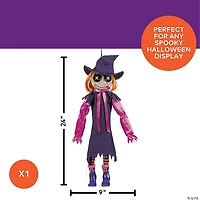 2 Ft. Hanging Mischievous Black & Purple Witch Doll Halloween Decoration