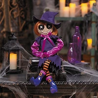 2 Ft. Hanging Mischievous Black & Purple Witch Doll Halloween Decoration