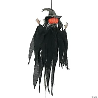 2 Ft. Hanging Pumpkinhead Man with Hat Halloween Decoration
