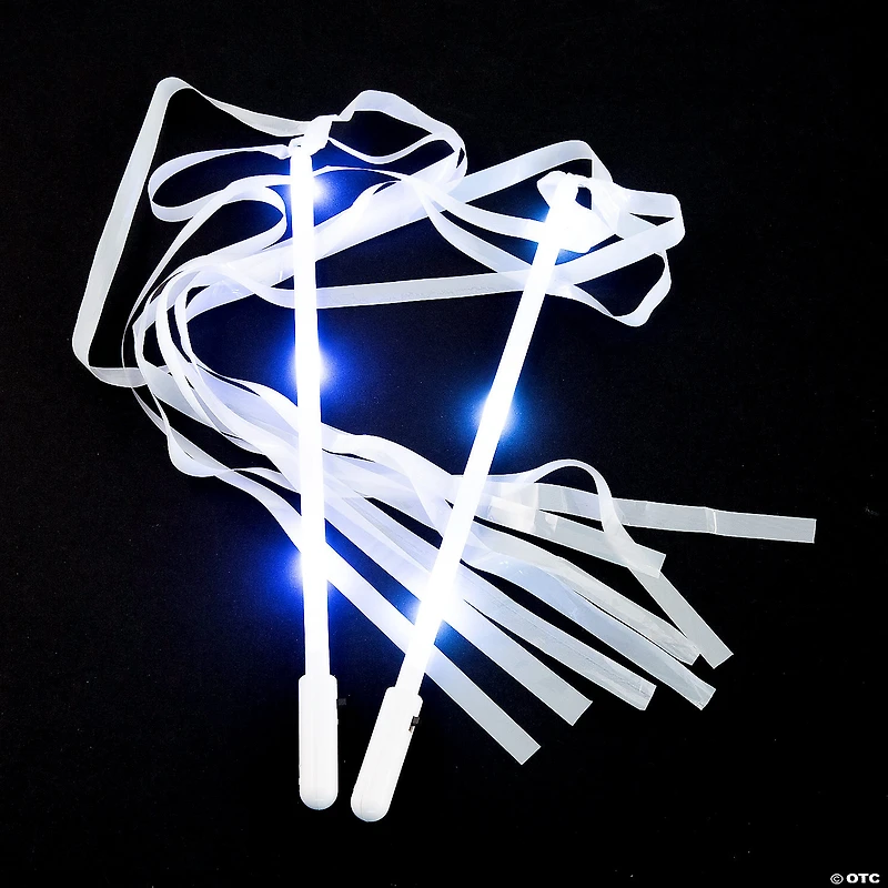 2 Ft. Light-Up White Ribbon Plastic Wands - 12 Pc.
