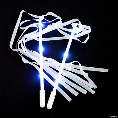 2 Ft. Light-Up White Ribbon Plastic Wands - 12 Pc.