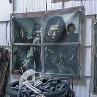 2 Ft. Zombies in the Window Door Curtain Halloween Decoration