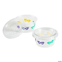 2 oz. Bulk 100 Ct. Small Mardi Gras Carnival Masks Disposable Plastic Gelatin Shot Cups with Lids