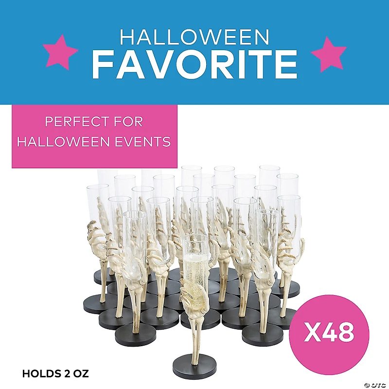 2 oz. Bulk  48 Ct. Skeleton Hand Plastic Glasses