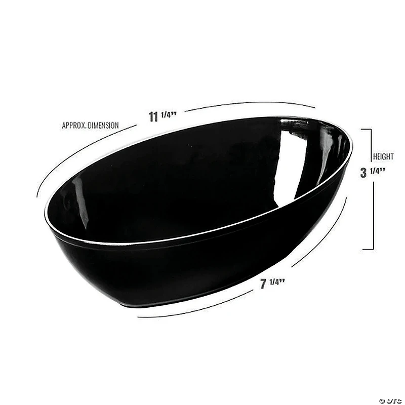 2 qt. Black Oval Plastic Serving Bowls (21 Bowls)