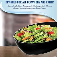 2 qt. Black Oval Plastic Serving Bowls (21 Bowls)