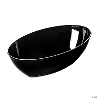 2 qt. Black Oval Plastic Serving Bowls (21 Bowls)
