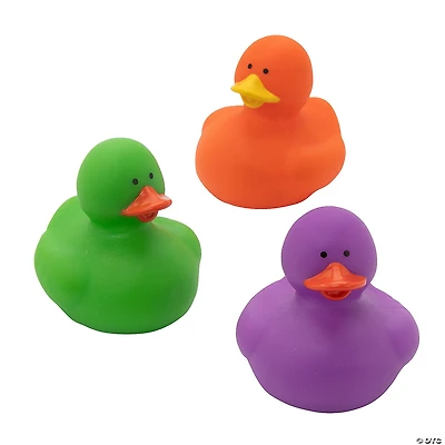 2" Secondary Color Orange, Purple & Green Rubber Duck Assortment – 36 Pc.