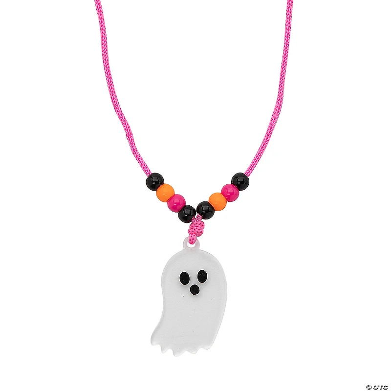 2" Spooky Fun Acrylic Ghost Charm Breakaway Necklaces - 12 Pc.