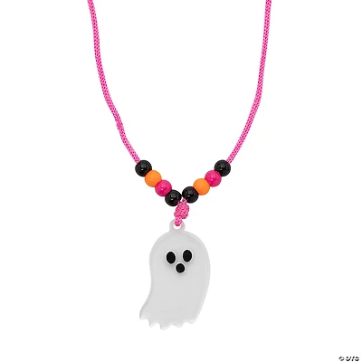 2" Spooky Fun Acrylic Ghost Charm Breakaway Necklaces - 12 Pc.