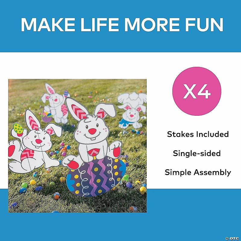 20" - 28" Tumbling Easter Bunnies Yard Signs - 4 Pc.