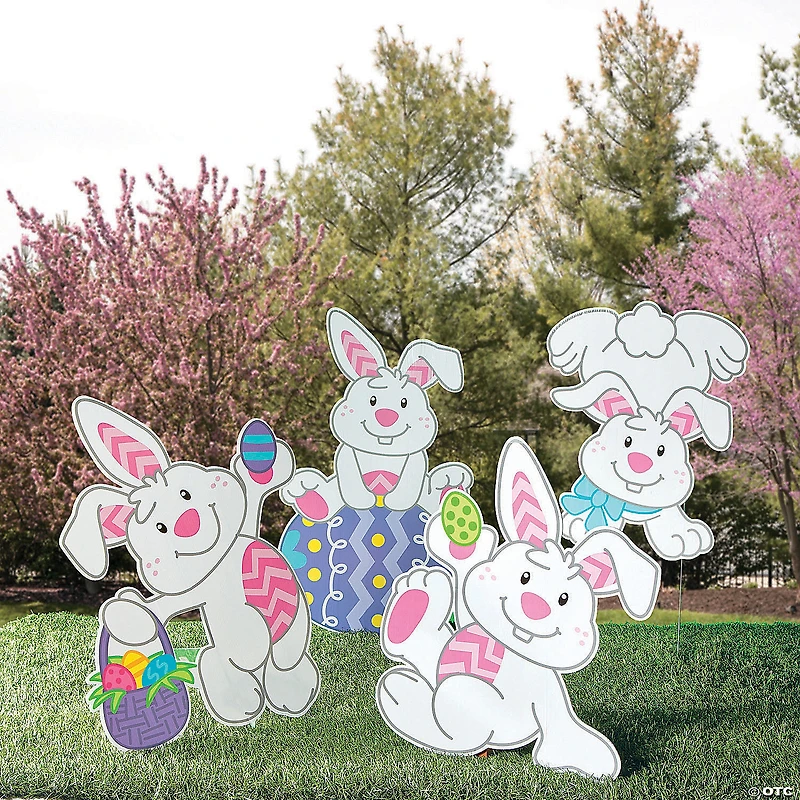 20" - 28" Tumbling Easter Bunnies Yard Signs - 4 Pc.