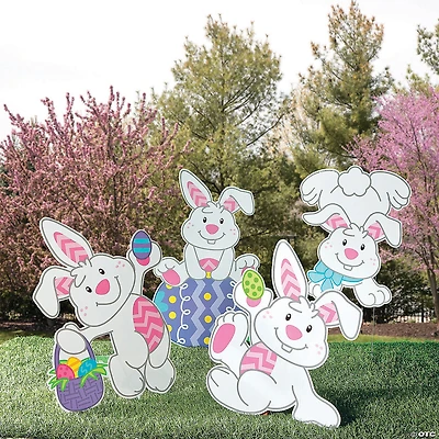20" - 28" Tumbling Easter Bunnies Yard Signs - 4 Pc.