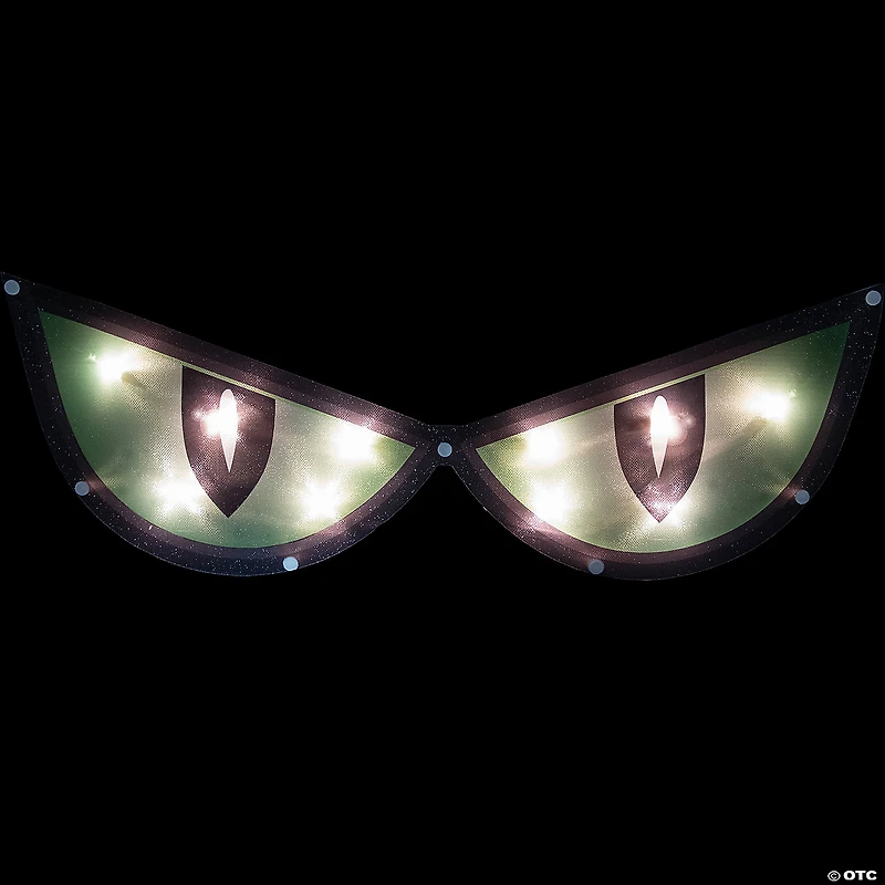 20" Lighted Green Eyes Halloween Window Silhouette Decoration