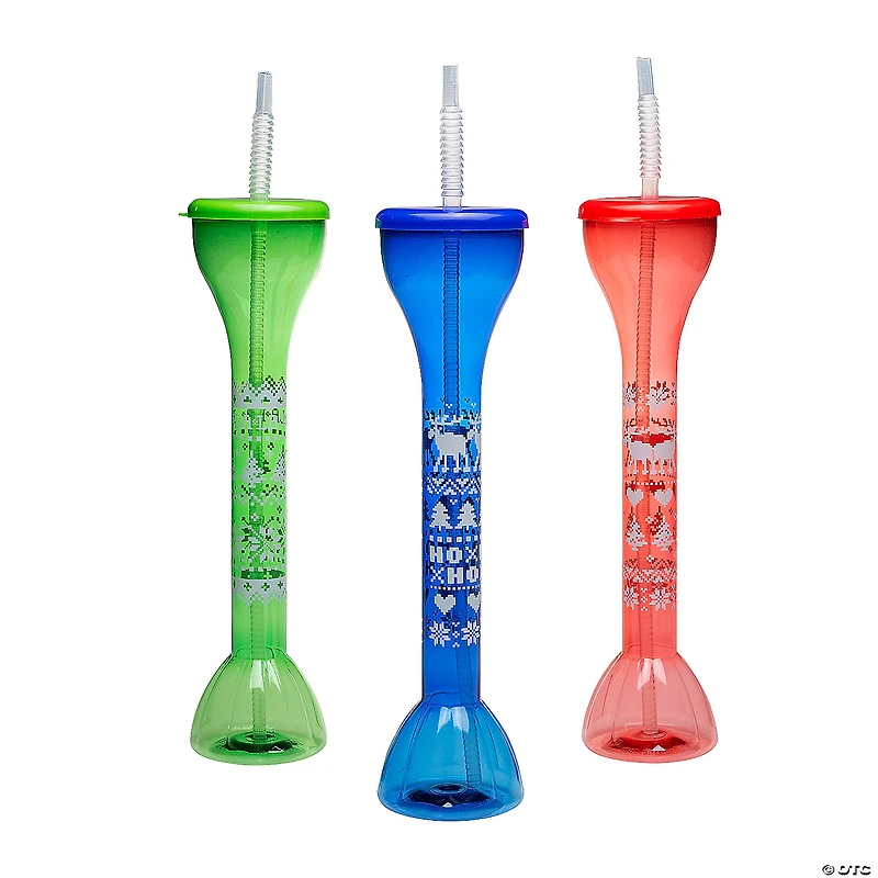 20 oz. Ugly Sweater Print Reusable Plastic Yard Glasses - 6 Ct.