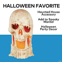 20" x 10 3/4" Light-Up Flaming Large Plastic Skull Halloween Tabletop Decoration