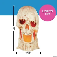 20" x 10 3/4" Light-Up Flaming Large Plastic Skull Halloween Tabletop Decoration