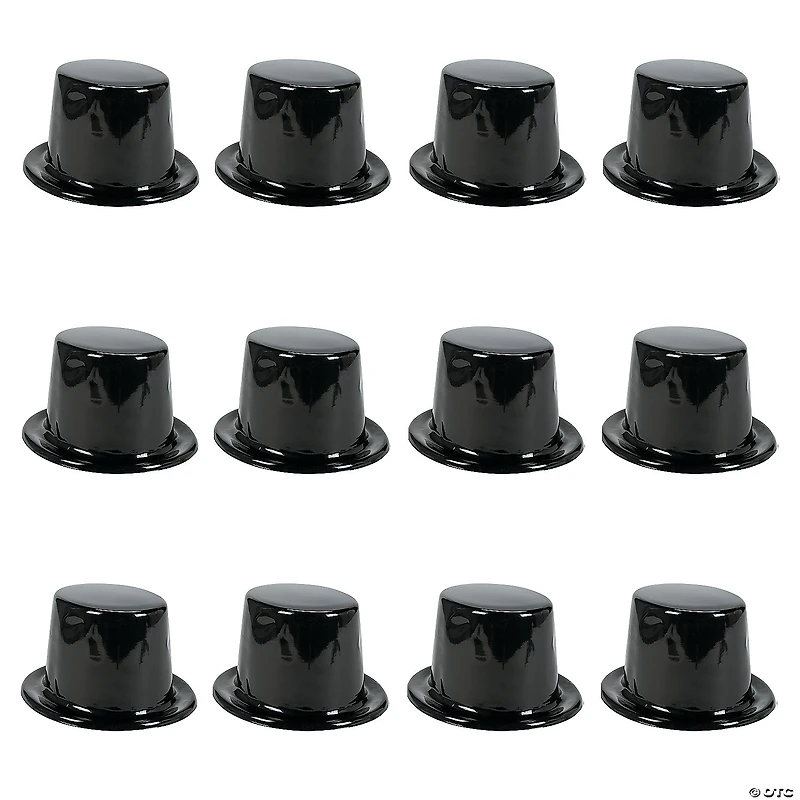 20" x 5" Kids Classic Black Plastic Top Hats - 12 Pc.