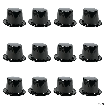 20" x 5" Kids Classic Black Plastic Top Hats - 12 Pc.
