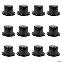 20" x 5" Kids Classic Black Plastic Top Hats - 12 Pc.