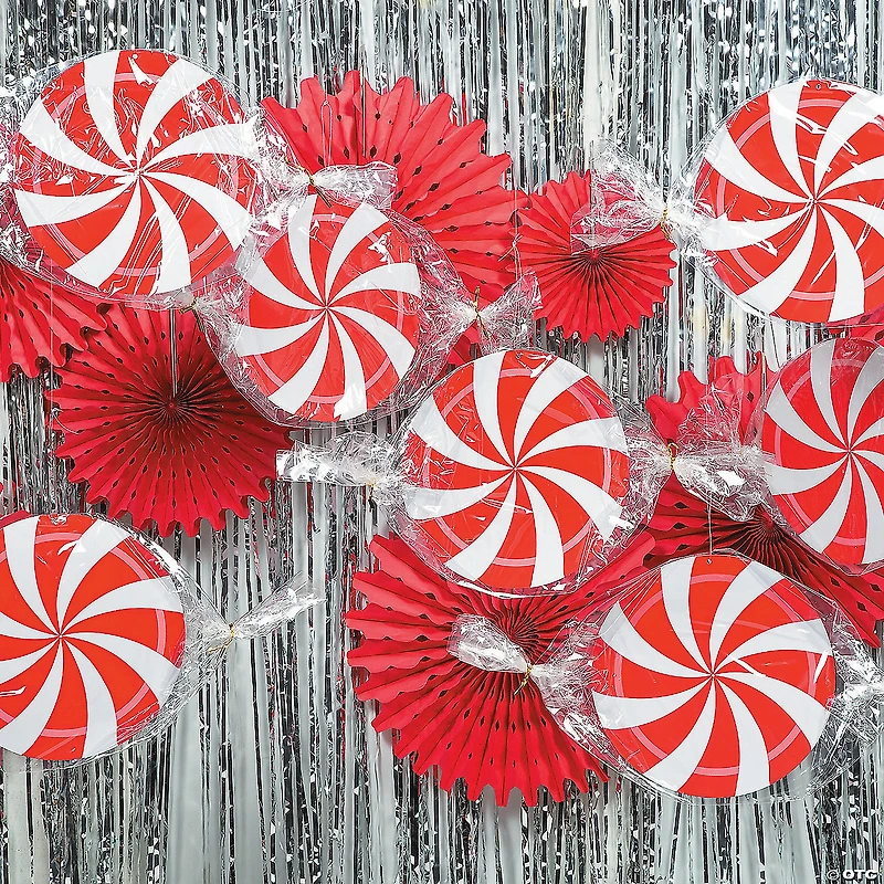 21" Peppermint Swirl Paper Ceiling Decorations - 3 Pc.