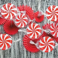 21" Peppermint Swirl Paper Ceiling Decorations - 3 Pc.