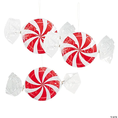 21" Peppermint Swirl Paper Ceiling Decorations - 3 Pc.