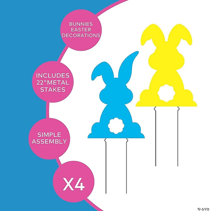 22 1/2" - 26" Bright Bunny Yard Signs - 4 Pc.