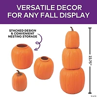 22 3/4" Nested Orange Plastic Pumpkins Halloween Decoration