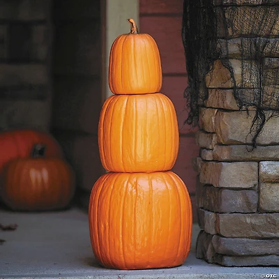 22 3/4" Nested Orange Plastic Pumpkins Halloween Decoration