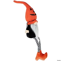 22" Orange and Black Halloween Gnome with Striped Dangling Legs