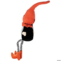 22" Orange and Black Halloween Gnome with Striped Dangling Legs