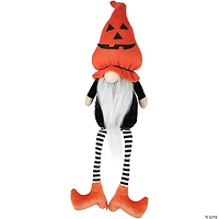 22" Orange and Black Halloween Gnome with Striped Dangling Legs