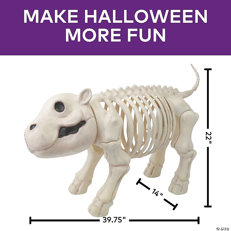 22" Standing Hippo Skeleton Halloween Decoration