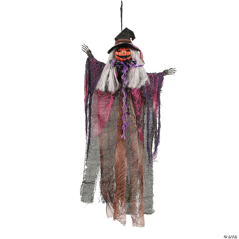 23 1/2" Hanging Pumpkin Head Witch Halloween Decoration