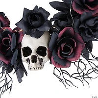 23 1/2" Light-Up Dead Roses & Skull Halloween Wreath Decoration