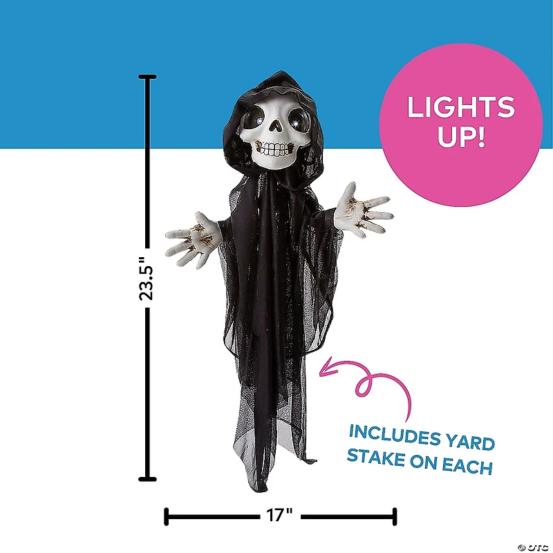 23 1/2" Light-Up Eyes Yard Stake Grinning Reapers Set
