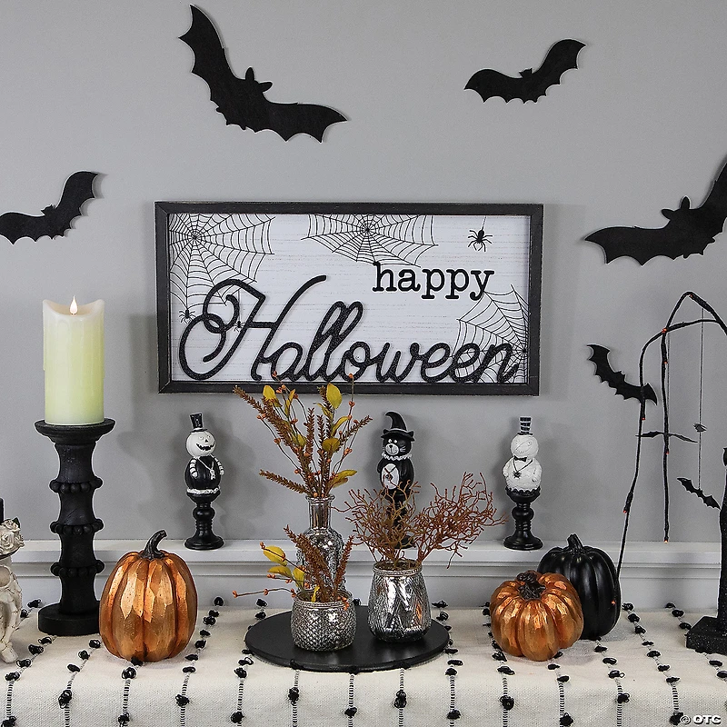 23.5" Happy Halloween Spider Web Wall Sign