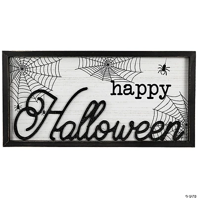 23.5" Happy Halloween Spider Web Wall Sign
