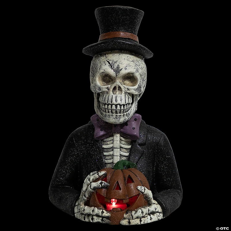 23.5" LED Lighted Skeleton with Jack-O-Lantern Halloween Decoration