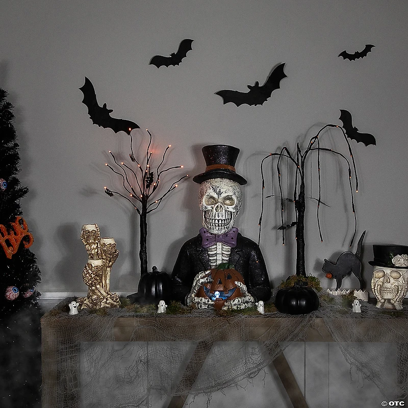 23.5" LED Lighted Skeleton with Jack-O-Lantern Halloween Decoration