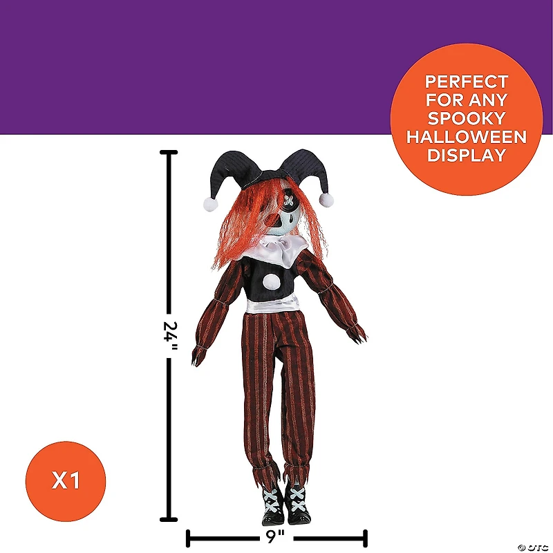 24" Black & Red Frown Clown Doll Halloween Decoration
