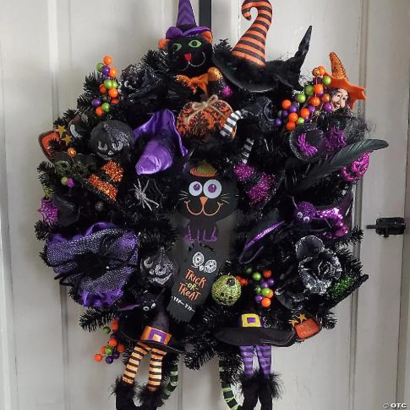 24" Black Colorado Spruce Artificial Halloween Wreath  24-Inch  Unlit