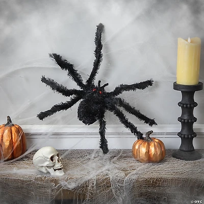 24" Fuzzy Spider with Red Eyes Halloween Decoration