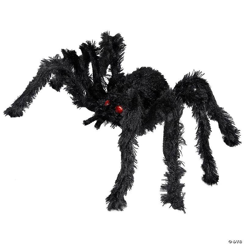 24" Fuzzy Spider with Red Eyes Halloween Decoration