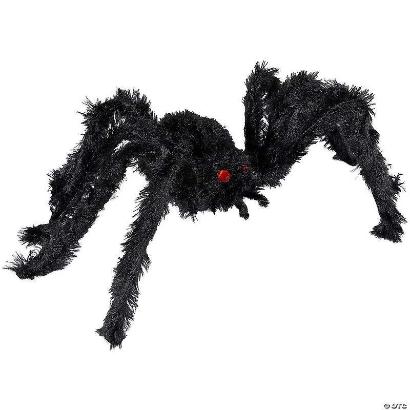 24" Fuzzy Spider with Red Eyes Halloween Decoration